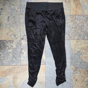 Juicy Couture Size Large Black With Silver Glitter Jogger Pants Ruched Ankles